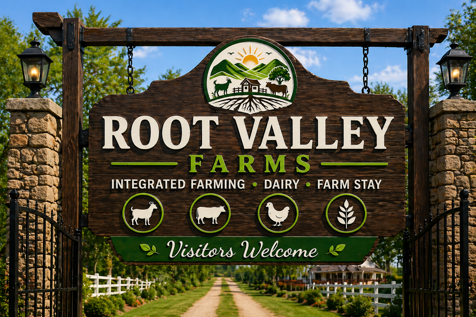 Root Valley Farms visitors welcome board